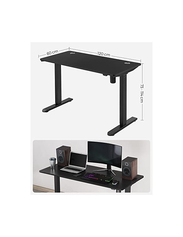 Birou cu Inaltime Ajustabila Songmics, model Dominick, 120x73/114x60 cm, Negru - 2 | YEO