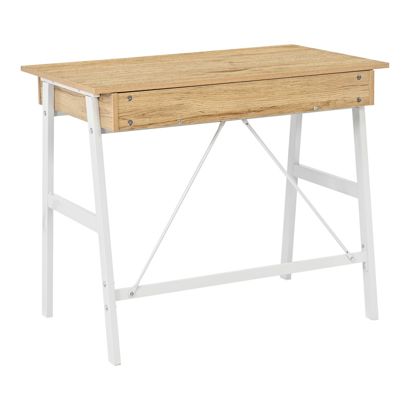 Birou cu sertare Model Lione, Stejar/Alb, 90x50x75 cm - 3 | YEO