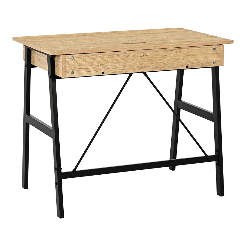 Birou cu sertare Model Lione, Stejar/Negru, 90x50x75 cm - 3 | YEO