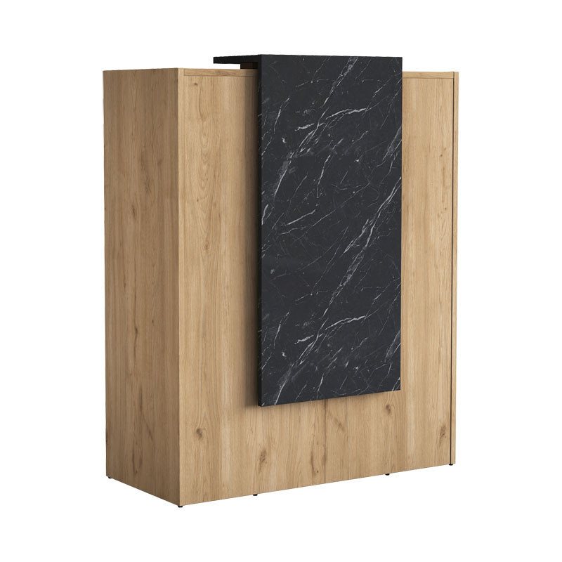 Birou Receptie Pako World, model Zowel, 90x110x40 cm, Natural/Negru marmorat - 3 | YEO