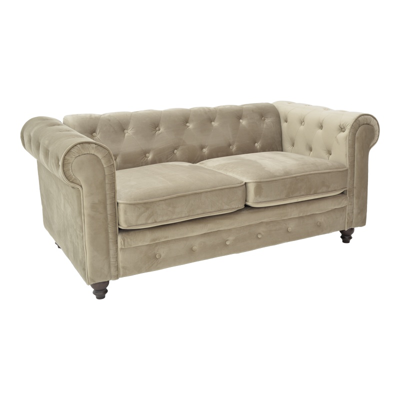 Canapea 2 Locuri Chesterfield, bej, 160x84x67 cm - 2