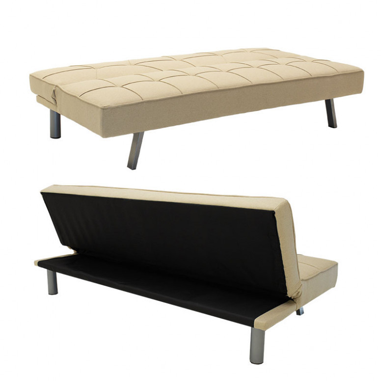 Canapea extensibila 3 locuri Travis cu material textil de culoare bej 175x83x74cm - 3 | YEO