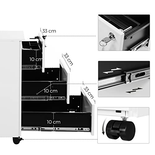 Comoda birou, Songmics, Alb, 55x45x39 cm - 4 | YEO