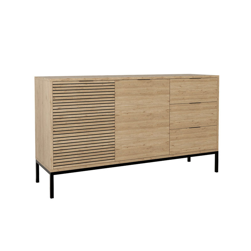 Comoda Model Leodrif, Natur/Negru, 140x40x80 cm