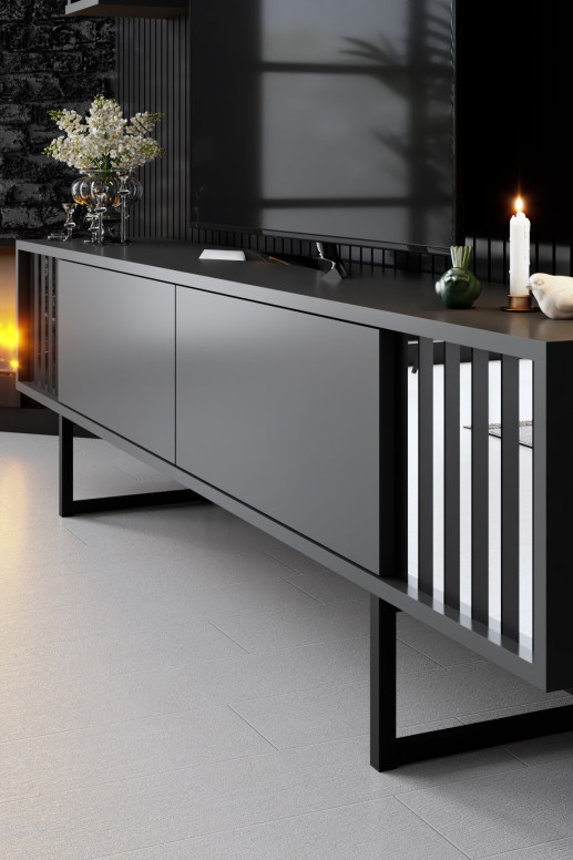 Comodă TV Chrome, Antracit-Negru - 3 | YEO