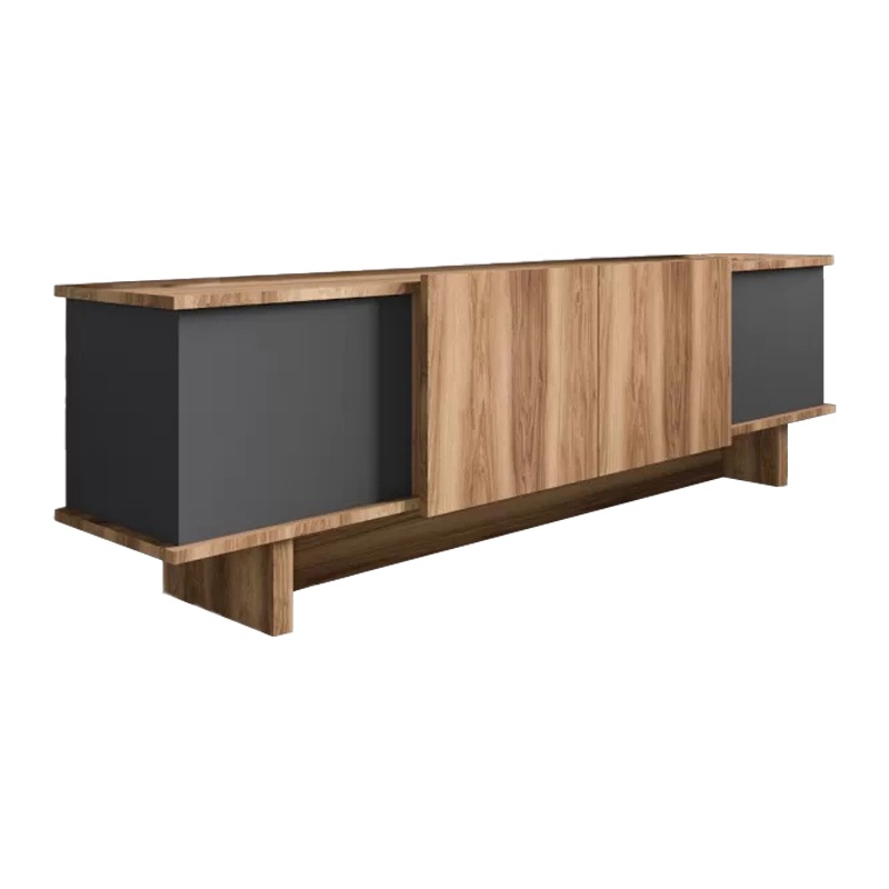 Comodă TV Model Aramos, Antracit/Stejar, 180x33x50 cm