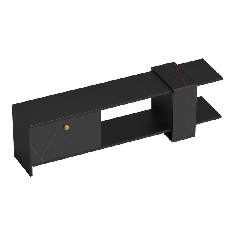 Comodă TV Model Standi, Negru/Negru marmorat, 120x25x36.8 cm - 1 | YEO