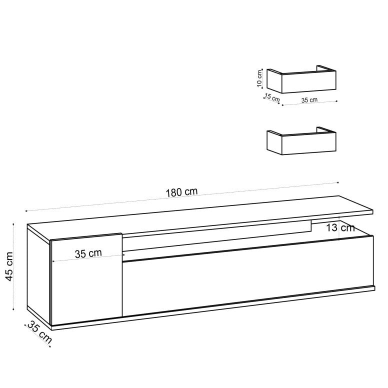 Comoda TV Salvador, Model Alika, 180x45x35 cm, Stejar - 4 | YEO