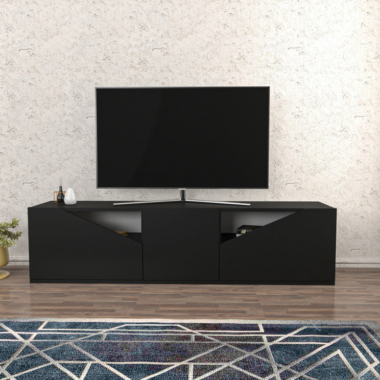 Comoda TV Salvador, Model Carson, 160x40x35.3 cm, Antracit