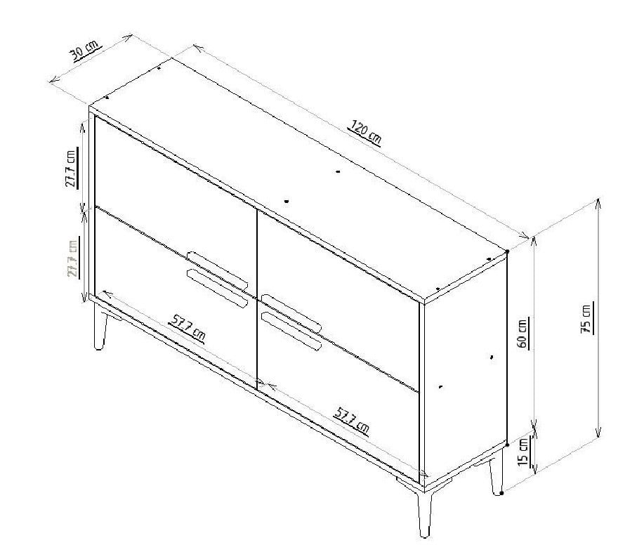 Comoda TV Salvador, Model Ctn, 120x75x30 cm, Nuc