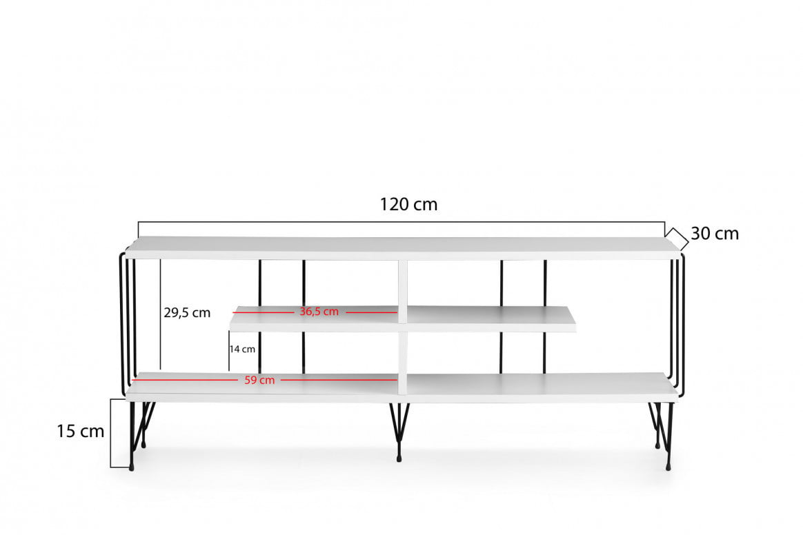 Comoda TV Salvador, Model Eze, 120x44.5x30 cm, Alb