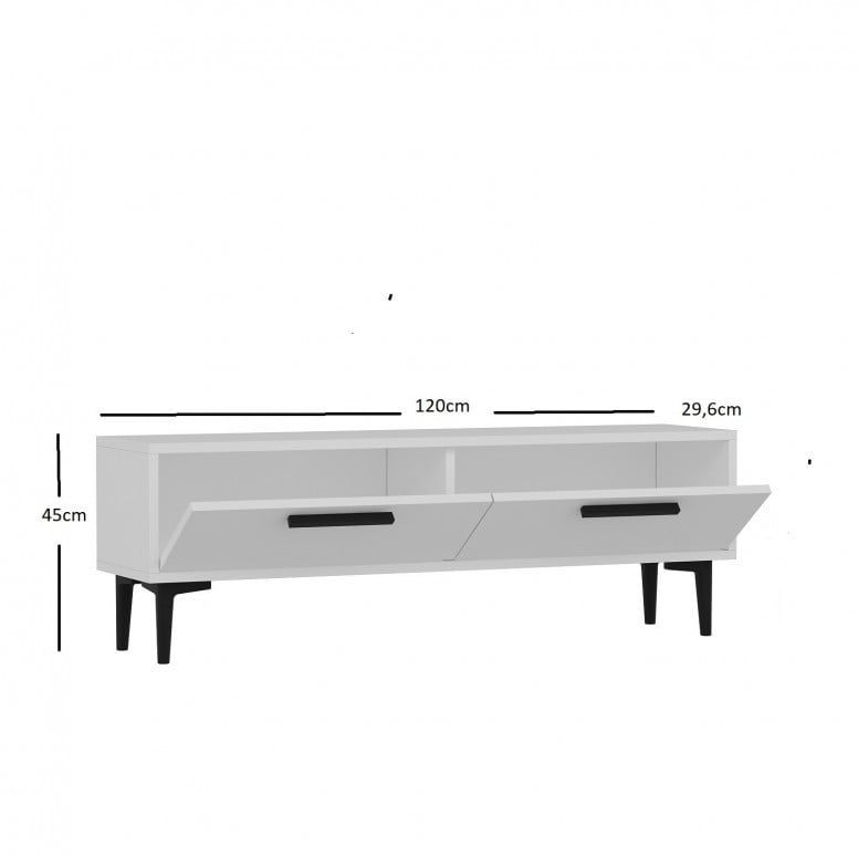 Comoda TV Salvador, Model Leni, 120x45x29.6 cm, Alb