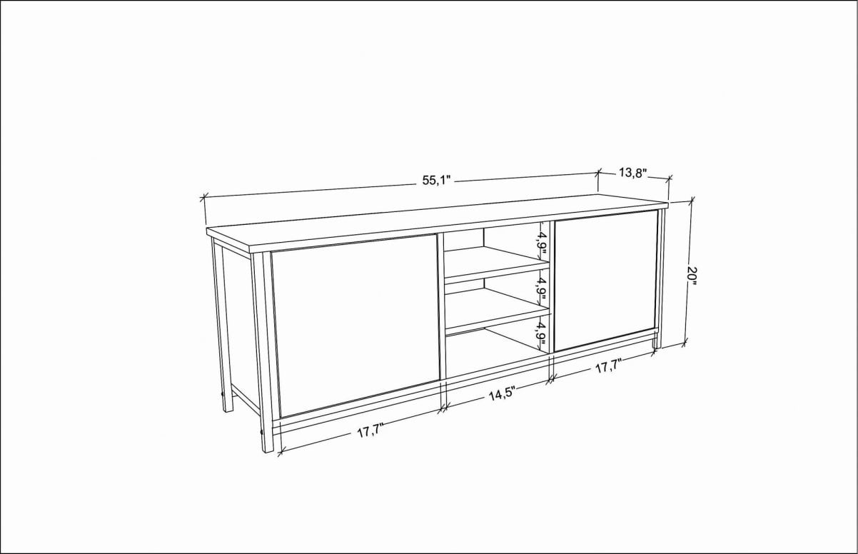 Comoda TV Salvador, Model Otis, 140x50.8x35.3 cm, Auriu/Antracit