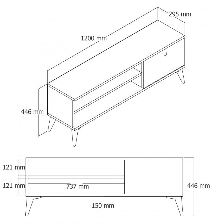 Comoda TV Salvador, Model Retro1562, 120x44.6x29.5 cm, Stejar