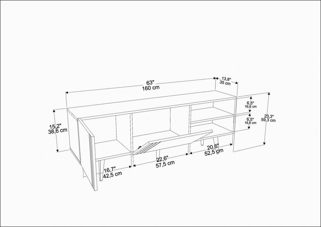 Comoda TV Salvador, Model Ronas, 160x38.6x35 cm, Alb