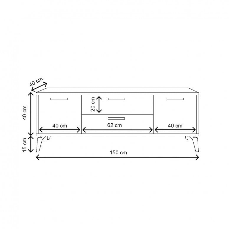 Comoda TV Salvador, Model Sude, 150x55x40 cm, Alb/Nuc - 4 | YEO