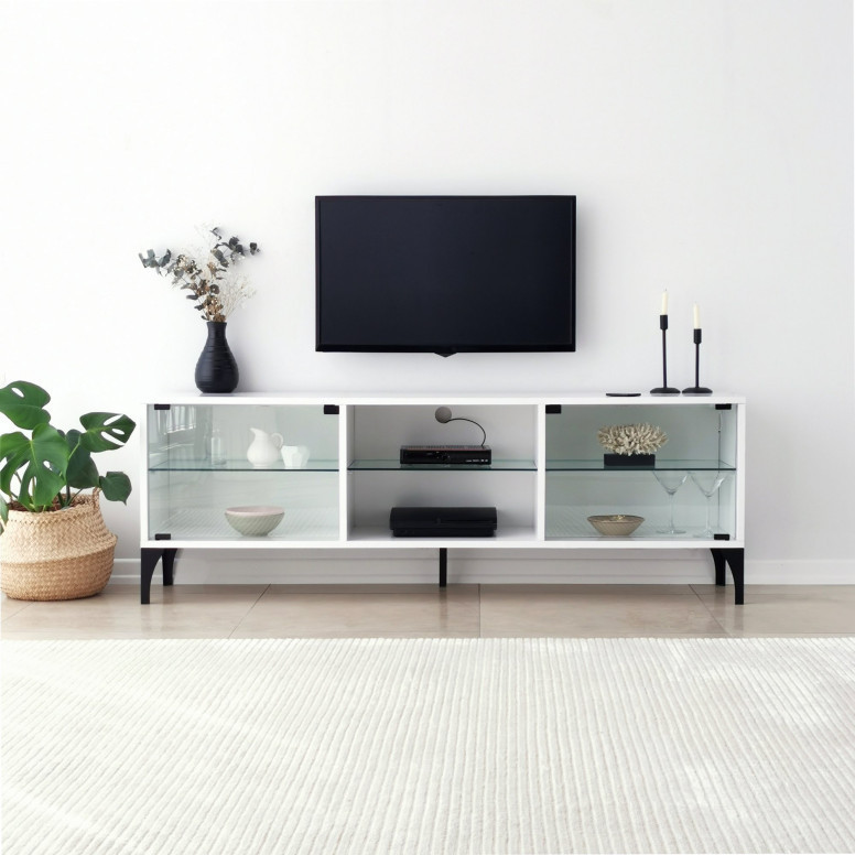 Comoda TV Salvador, Model Tokyo, 160x55x35 cm, Alb - 3 | YEO