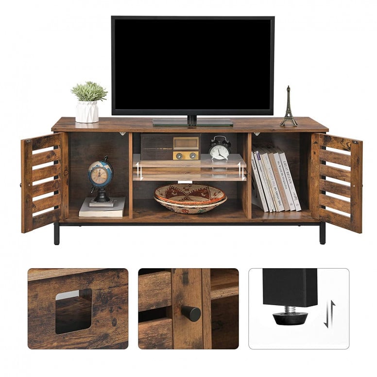 Comoda TV Vasagle, Model Rojas, 110x40x50 cm, Maro Rustic - 1 | YEO