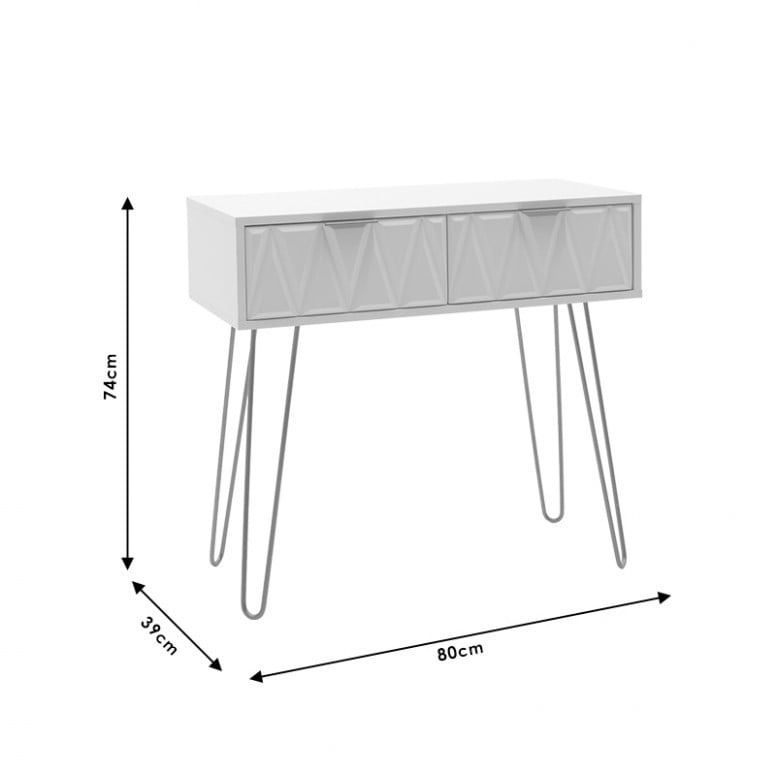 Consola Model Isla, Alb/Auriu, 80x39x74 cm