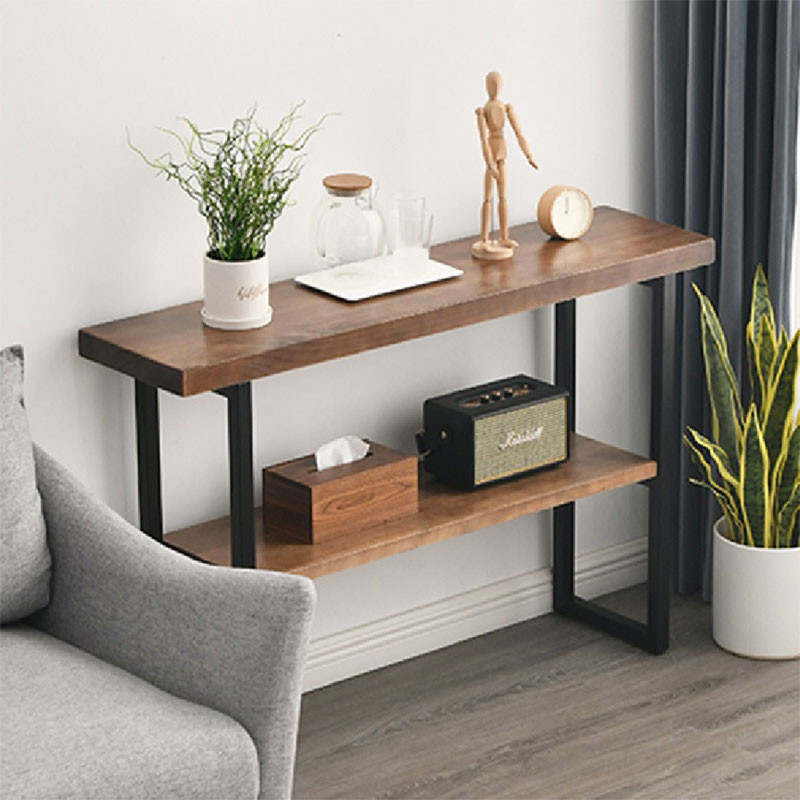 Consola Model Nore, Nuc/Negru, 79x29x85 cm, blat lemn masiv - 1 | YEO