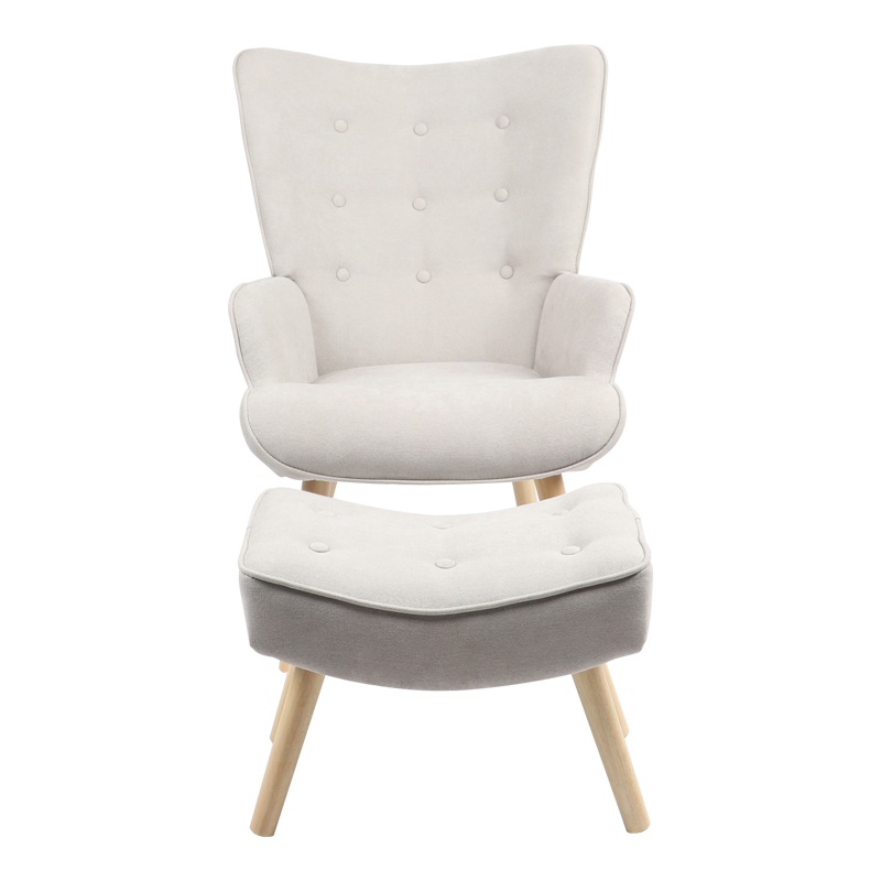 Fotoliu cu suport picioare Model Vivienne, Maro/Natur, 75x69x96 cm - 2 | YEO