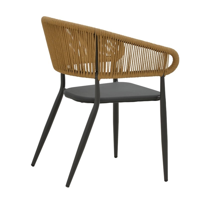 Fotoliu de exterior, Model Raven, culoare natural si antracit, rattan si textil, 57x62x78 cm