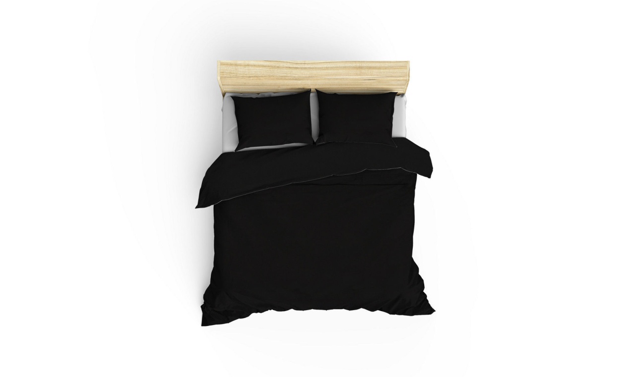 Lenjerie de pat dublu, Bumbac 100% Satinat Model Elegant Black - 1 | YEO