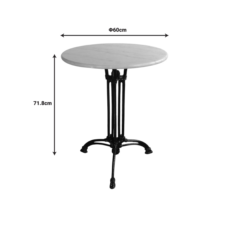 Masa de Gradina Model Bastile, Alb marmorat/Negru, D60x71.8 cm - 1 | YEO