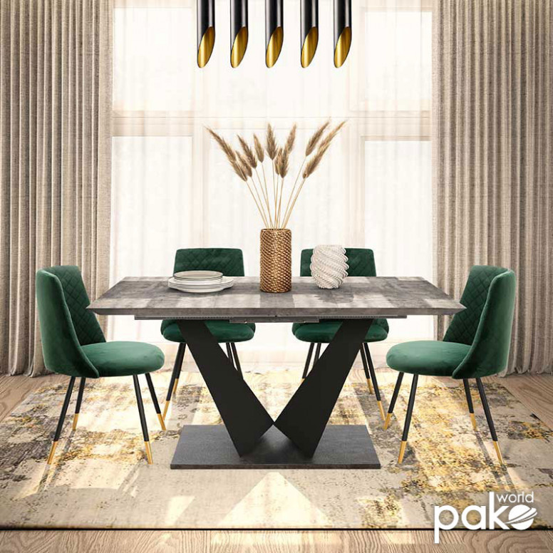 Masa Extensibila Model Gunnar, 160-200x90x75 cm, Gri Ciment/Negru - 1 | YEO