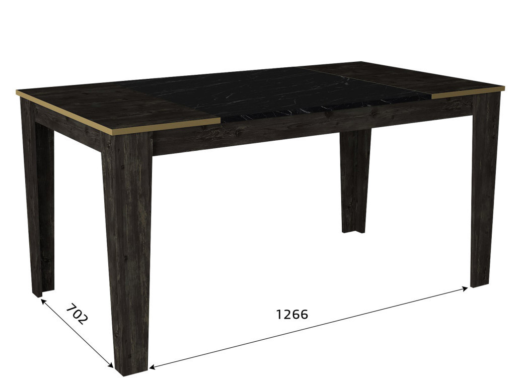 Masa Model Melina, 145x85x76.2 cm, Negru/Negru marmorat