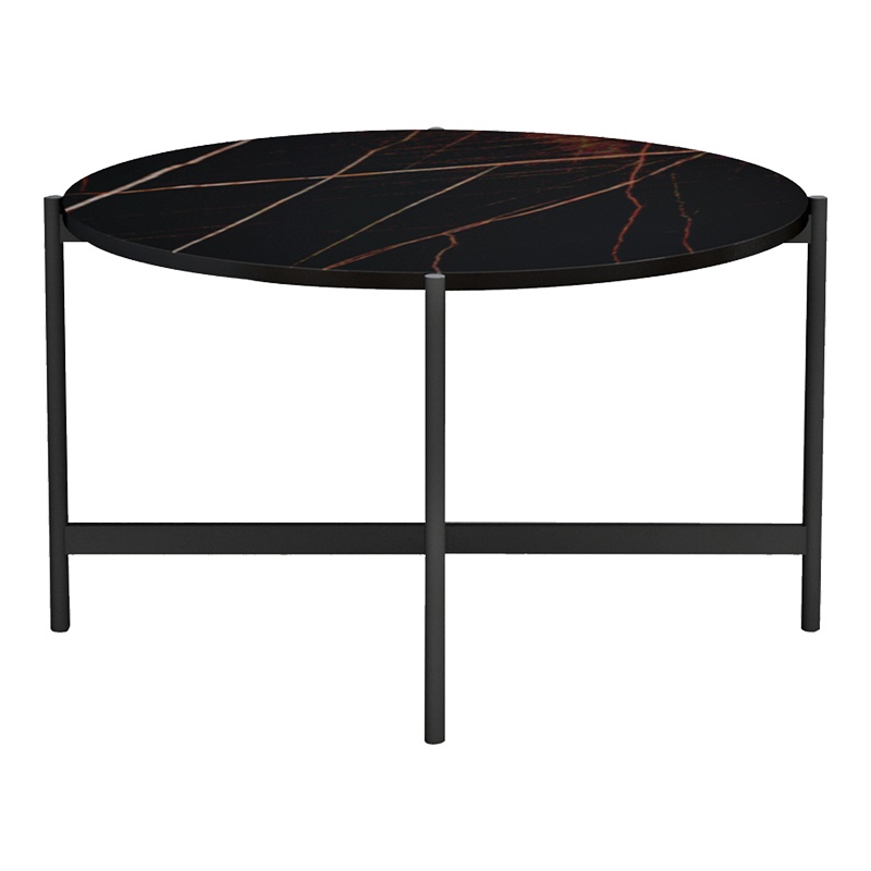 Masuta de Cafea Model Aisle, Negru marmorat/Negru, D80x45 cm - 2 | YEO