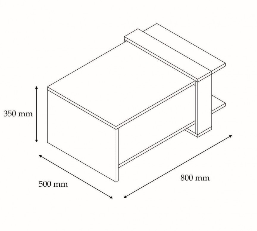 Masuta de Cafea Model Angelo, 80x55x35 cm, Alb/Antracit - 2 | YEO