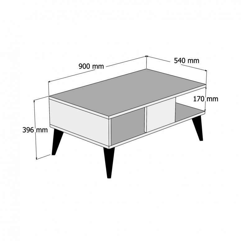 Masuta de Cafea Model Cohen, 90x54x39.6 cm, Negru marmorat/nuc - 2 | YEO