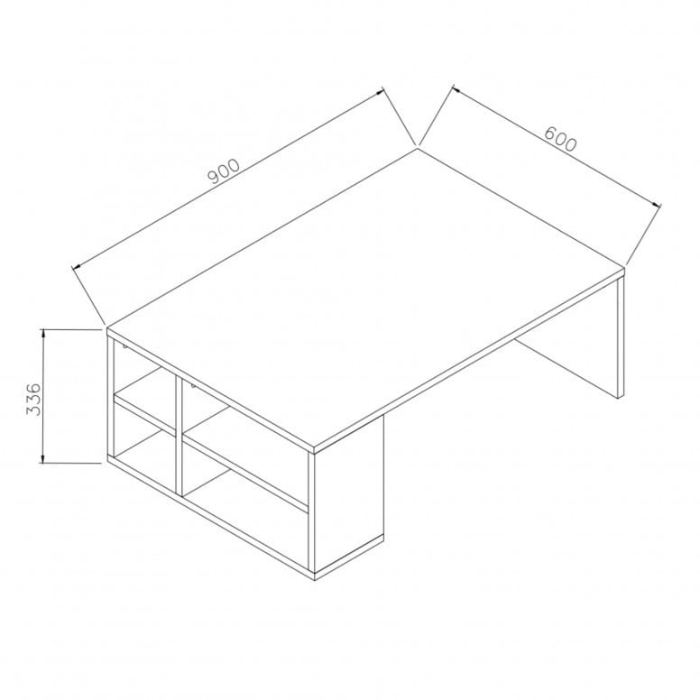 Masuta de Cafea Model Jennings, 90x60x33.6 cm, Alb