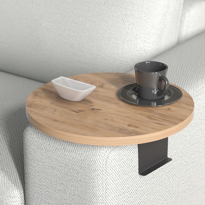 Masuta de Cafea Model Linea, Negru/Stejar sonoma, D35.5x5 cm - 1 | YEO