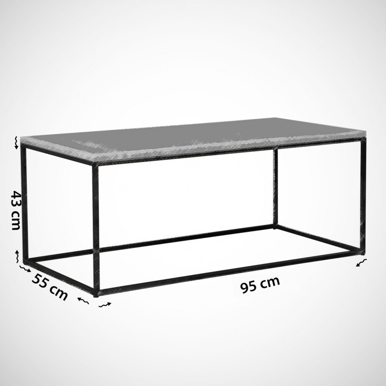 Masuta de Cafea Model Montgomery, 95x55x43 cm, Negru marmorat/Negru - 2 | YEO