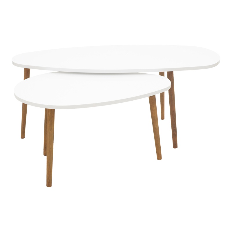 Masuta de Cafea Model Monty, Alb/Natur, 116x46x6 cm