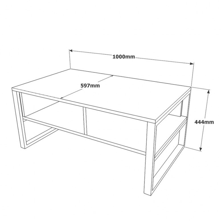Masuta de Cafea Model Ortega, 100x60x44.5 cm, Negru/Stejar - 3 | YEO