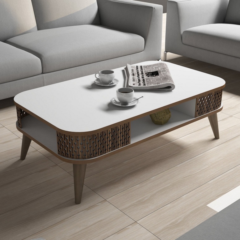 Masuta de Cafea Model Schroeder, 105x60x34.6 cm, Alb - 2 | YEO