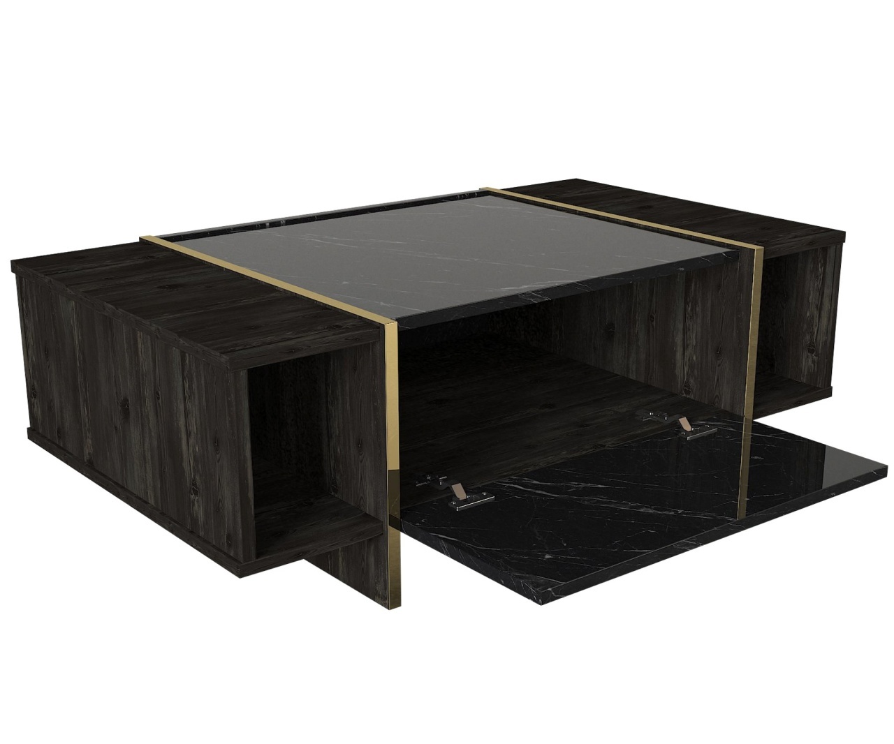 Măsuţă de cafea Veyron Negru 103.8x37.3x60 cm - 4 | YEO