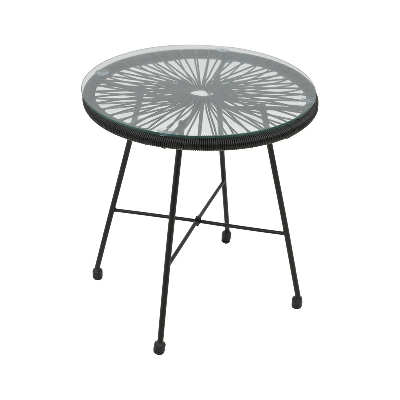 Masuta de exterior Acapulco metal/rattan/sticla D50x50cm - 2 | YEO