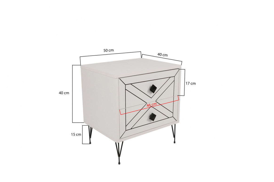 Noptiera Model Sutton, Alb, 50x40x55cm - 4 | YEO