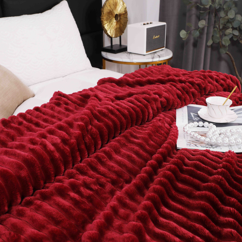 Patura Cocolino Groasa Stripe V5 Bordo 200x230 cm - 3 | YEO