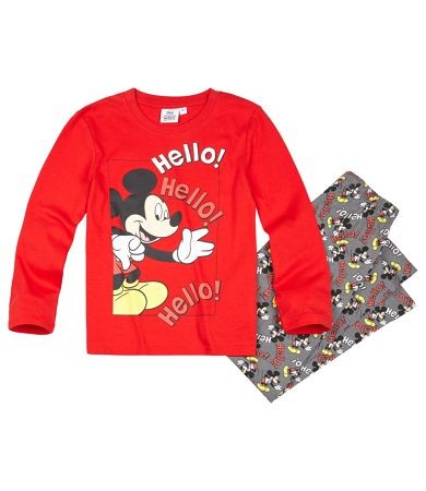 Pijama rosie cu maneca lunga Mickey Mouse