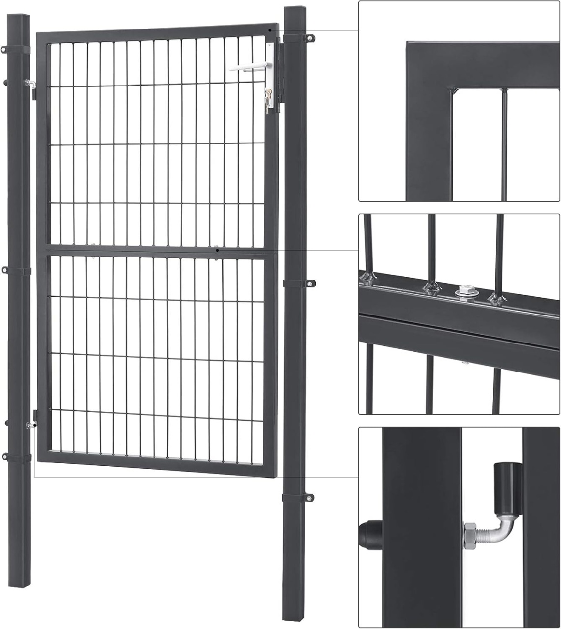 Poarta pentru gradina Songmics Gri 106x150 cm - 2 | YEO