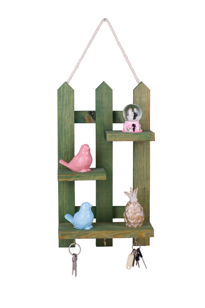 Raft suspendat Suport Chei Model Averie, Verde, 40x23x9 cm