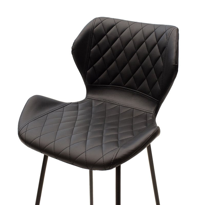 Scaun de bar Model Theo, Negru, 48x51x103 cm - 4 | YEO