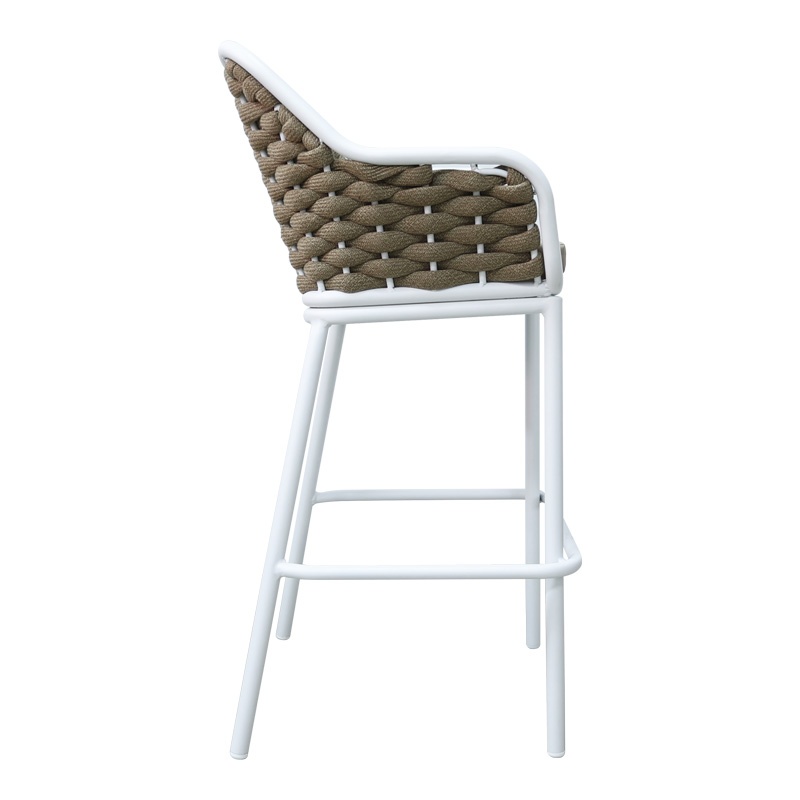 Scaun de bar pentru exterior Model Zuki, Alb, 55x54x109 cm - 2 | YEO