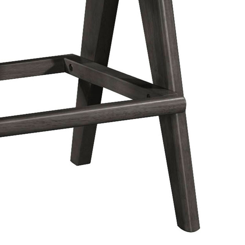 Scaun de bar Winslow lemn de arbore de cauciuc negru - pvc ratan material culoare lemn natural - gri - 2 | YEO