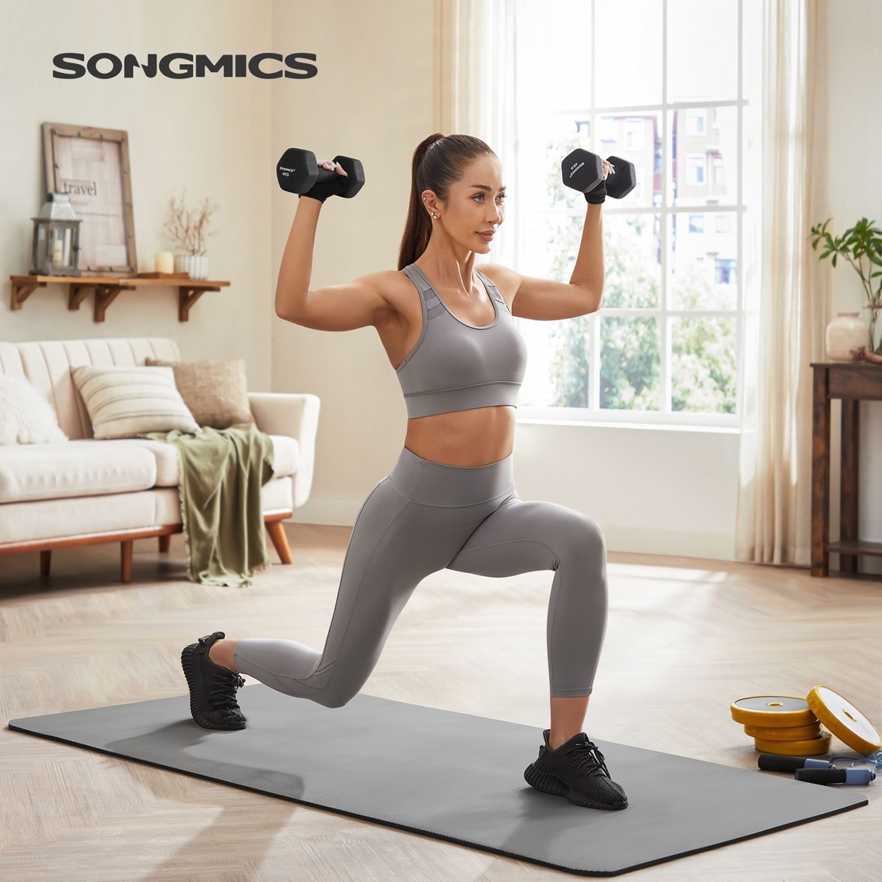 Set 2 gantere Songmics Negru 20.5x9.5x9 cm